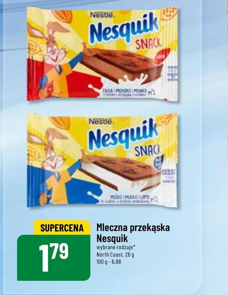 Nestlé Nesquik Snack Biszkopt z kremowym nadzieniem mlecznym o smaku kakaowym 26 g