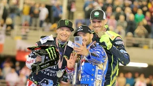 Podium Grand Prix: Fredrik Lindgren, Bartosz Zmarzlik, Martin Vaculik.