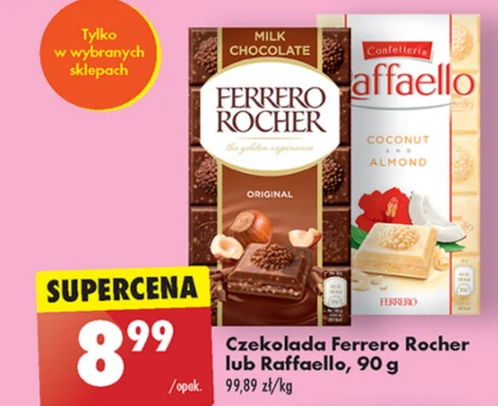 Ferrero Rocher Czekolada deserowa nadziewana z orzechowym nadzieniem i kawałkami orzechów 90 g