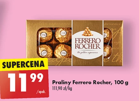 Ferrero Rocher Chrupiący wafelek z kremowym nadzieniem i orzechem laskowym w czekoladzie 100 g