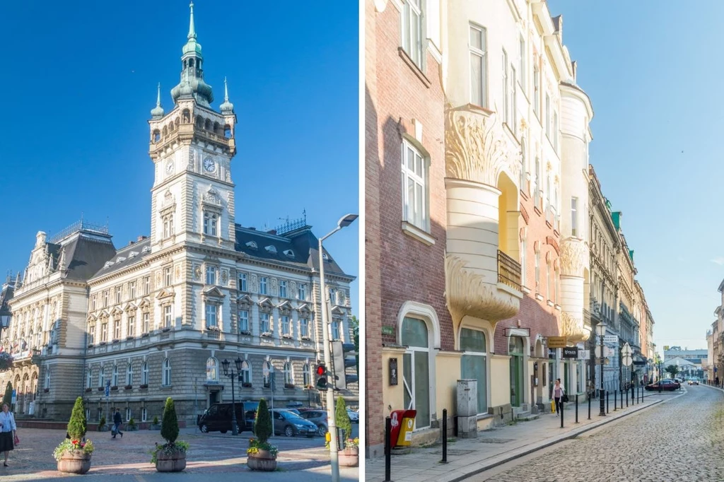 Bielsko-Biała ze względu na bogatą architekturę jest nazywane "małym Wiedniem". Na zdj. po lewej stronie Ratusz