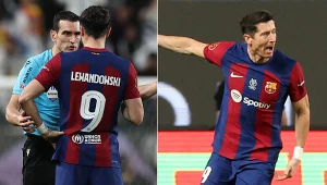 Robert Lewandowski jako piłkarz FC Barcelona w meczu z Realem Madryt w finale Superpucharu Hiszpanii