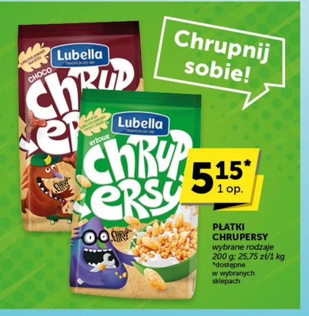 Lubella Chrupersy Chrupki z ryżu i kukurydzy w kształcie ziarenek ryżowe 200 g