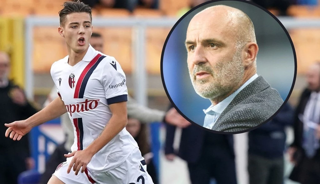 Kacper Urbański i selekcjoner Michał Probierz Kacper Urbański i selekcjoner Michał Probierz