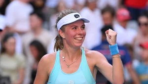 Magdalena Fręch podczas meczu Australian Open