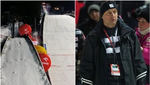 Przewracający się balon sponsora na skoczni w Szczyrku i Sandro Pertile