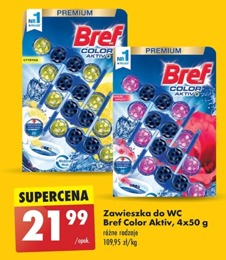 Bref WC Power Aktiv Zawieszka myjąco-zapachowa do muszli WC sosna lawenda 4 x 50 g