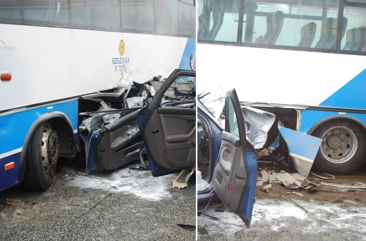 Zderzenie autobusu z osobówką. Są ranni Zderzenie autobusu z osobówką. Są ranni