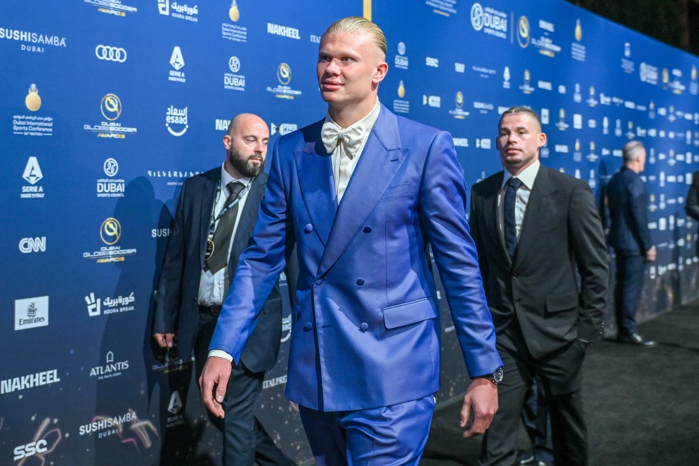 Erling Haaland podczas ceremonii Globe Soccer Awards Erling Haaland podczas ceremonii Globe Soccer Awards
