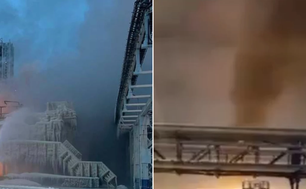 Płonie rosyjski terminal w pobliżu granicy z NATO. Media o ataku dronów Płonie rosyjski terminal w pobliżu granicy z NATO. Media o ataku dronów