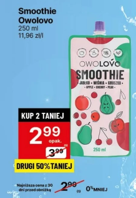 OWOLOVO Smoothie jabłko jagoda burak 250 ml