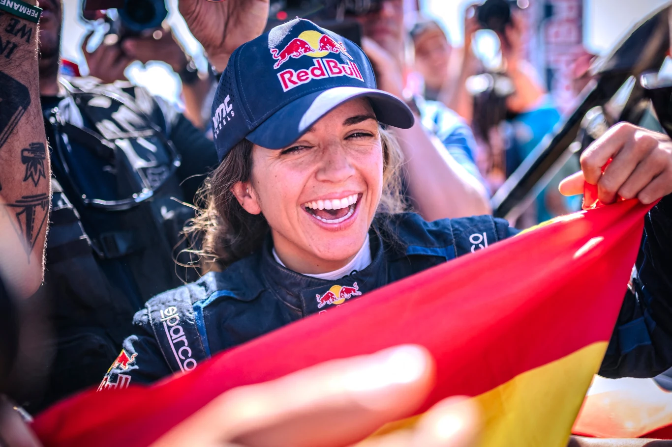 Cristina Gutierrez Herrero na mecie Rajdu Dakar 2024 / Fot. Red Bull Content Pool via AFP 