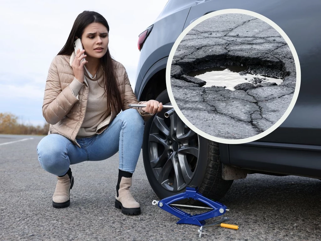 Dziury w drodze i uszkodzone auto. W takim wypadku należy się odszkodowanie.