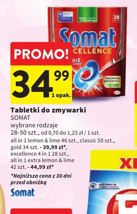 Somat Excellence 4 in 1 Caps Kapsułki do mycia naczyń w zmywarkach 484,4 g (28 x 17,3 g)
