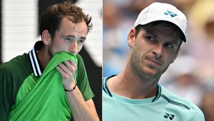 Australian Open. Daniił Medwiediew oraz Hubert Hurkacz podczas meczu ćwierćinałowego