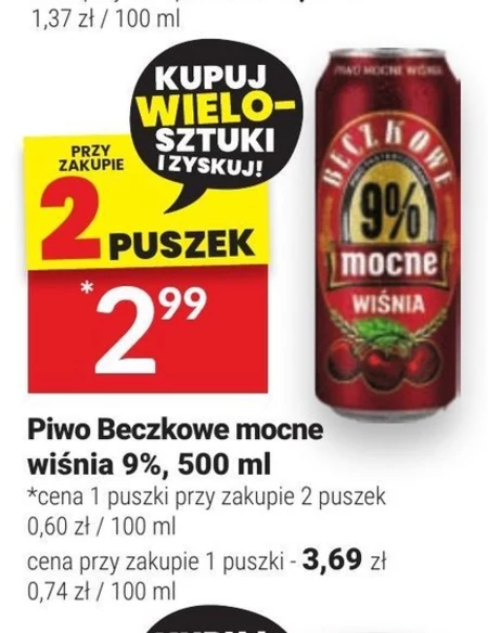 Beczkowe Piwo mocne wiśnia 500 ml