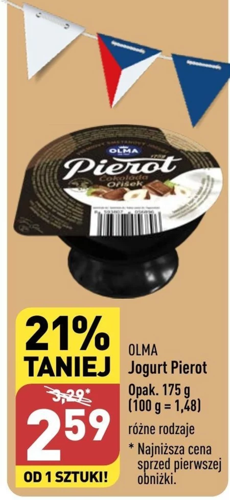 Olma Pierot Śmietanowy jogurt czekoladowy z orzechami laskowymi 175 g