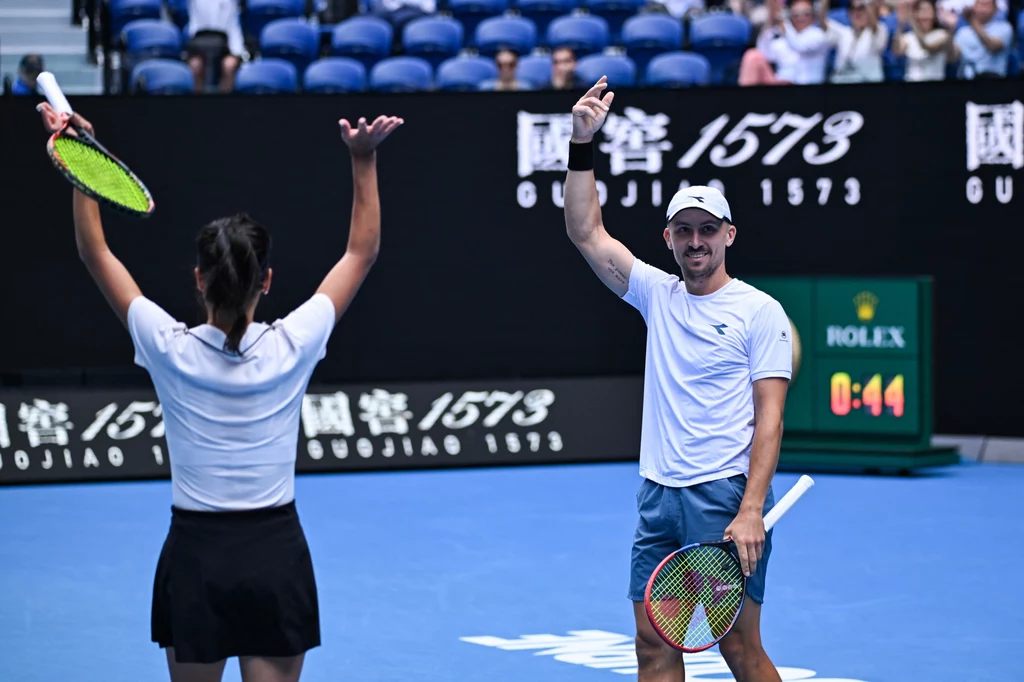 Su-Wei Hsieh i Jan Zieliński podczas finału miksta Australian Open Su-Wei Hsieh i Jan Zieliński podczas finału miksta Australian Open