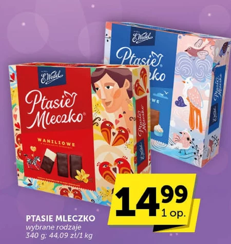 E. Wedel Ptasie mleczko o smaku Strawberry Shake w czekoladzie białej 340 g