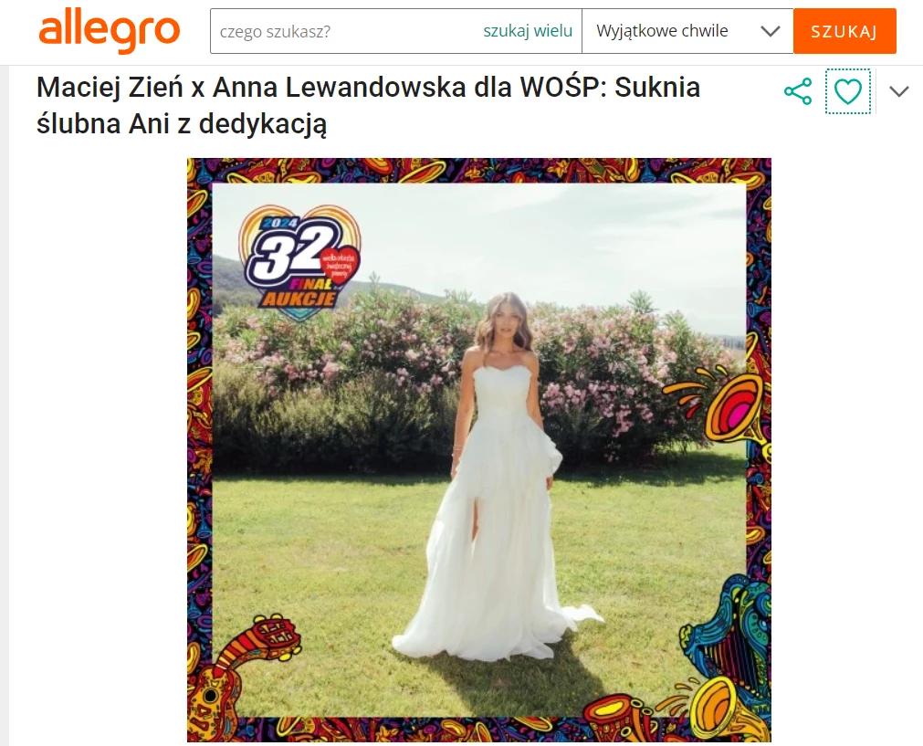 Anna Lewandowska przekazała na rzecz WOŚP swoją suknię ślubną Anna Lewandowska przekazała na rzecz WOŚP swoją suknię ślubną