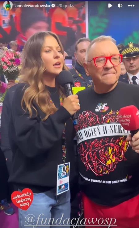 Anna Lewandowska i Jurek Owsiak, zeszłoroczny finał WOŚP Anna Lewandowska i Jurek Owsiak, zeszłoroczny finał WOŚP