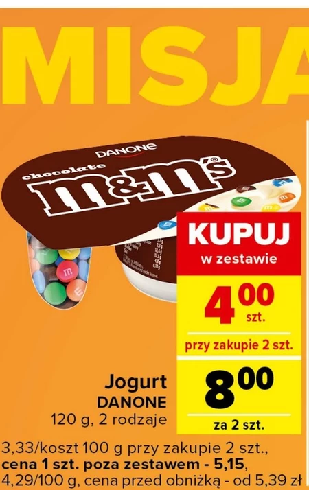 Fantasia Jogurt o smaku waniliowym z drażetkami M&M's 120 g