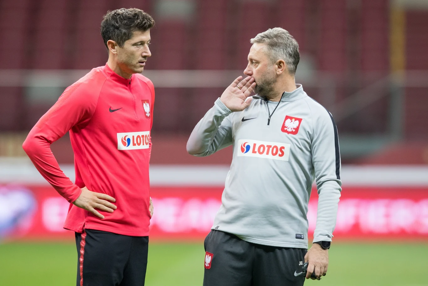 Robert Lewandowski w rozmowie z Jerzym Brzęczkiem