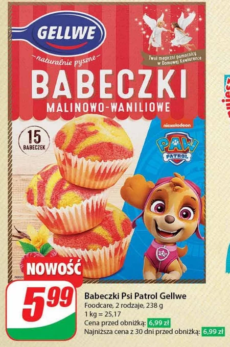GELLWE Babeczki malinowo-waniliowe mieszanka do wypieku 238 g