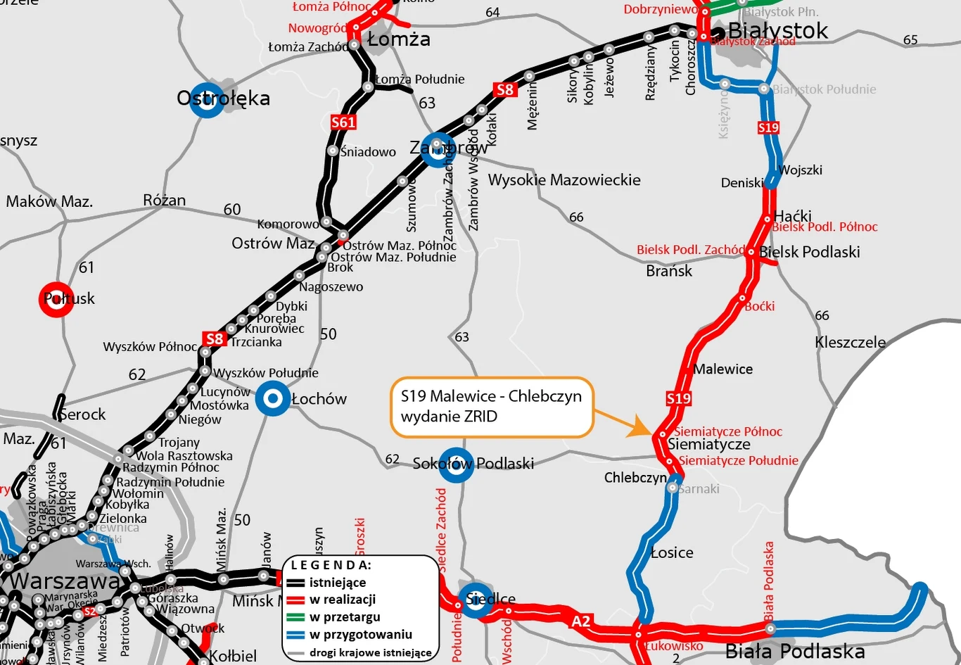Nowy fragment drogi ekspresowej S19 będzie liczył ok. 25 km.