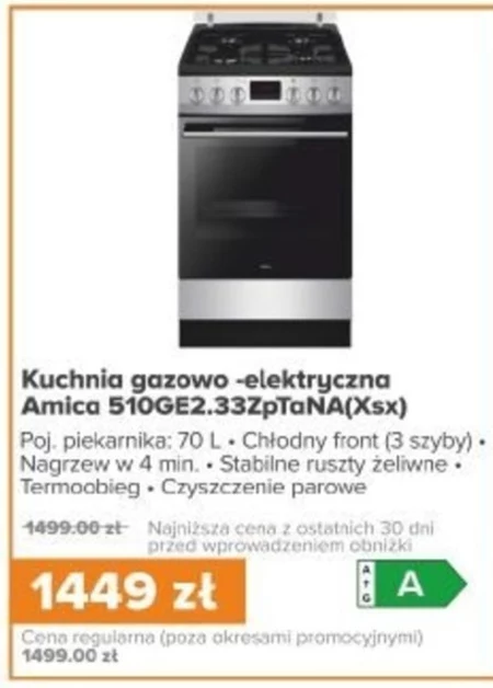 Kuchenka gazowo-elektryczna Amica
