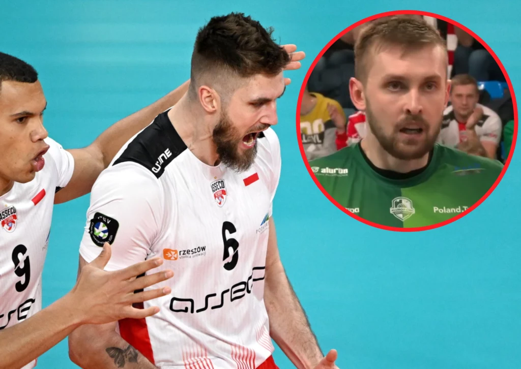 Karol Kłos (w środku) szalał w bloku. Mateusza Bieńka (w kółku) rozjuszyła jedna z decyzji sędziego Karol Kłos (w środku) szalał w bloku. Mateusza Bieńka (w kółku) rozjuszyła jedna z decyzji sędziego