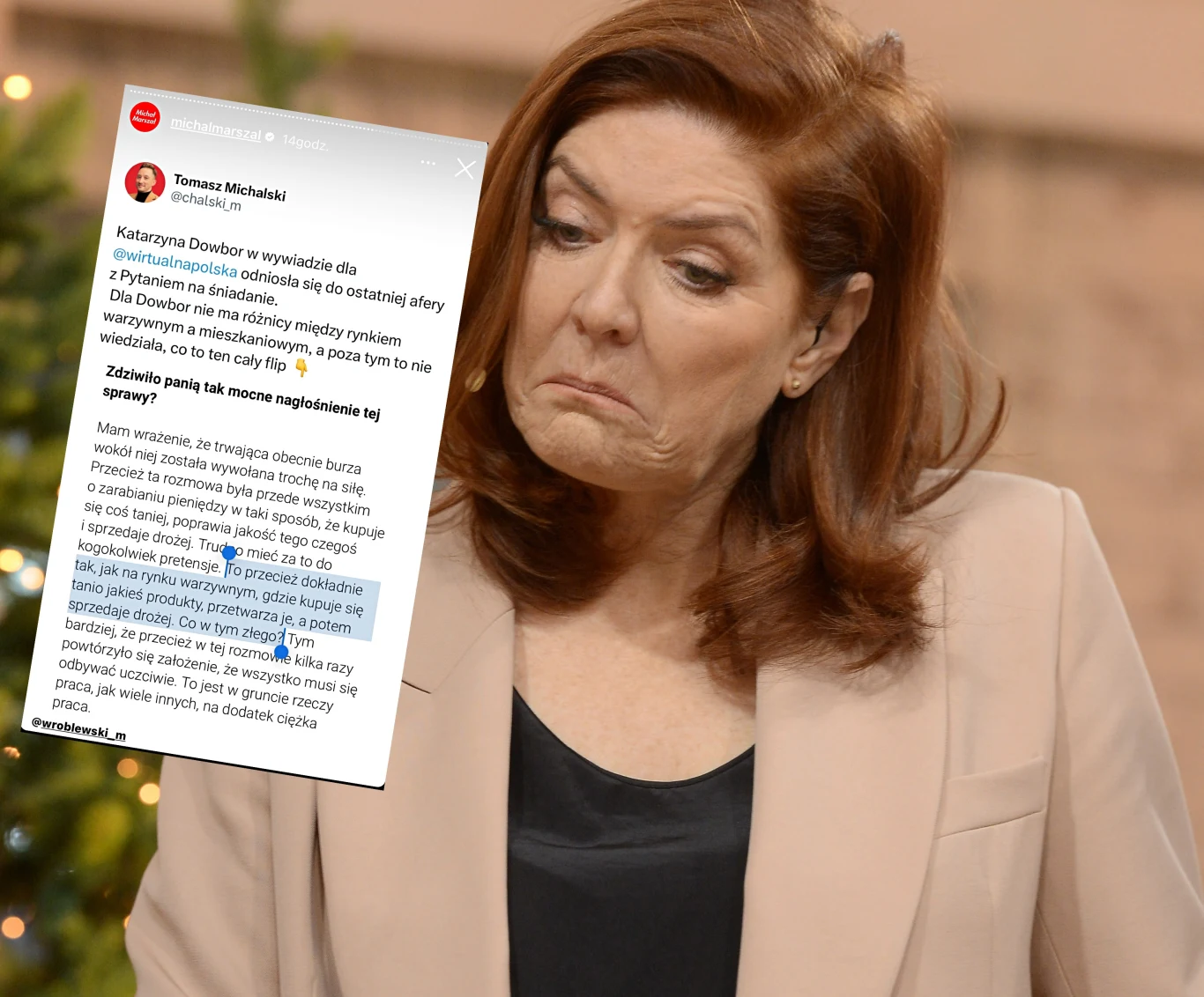 Z Dowbor kpią dziennikarze i satyryczne profile na Instagramie /https://www.instagram.com/michalmarszal/ Z Dowbor kpią dziennikarze i satyryczne profile na Instagramie /https://www.instagram.com/michalmarszal/