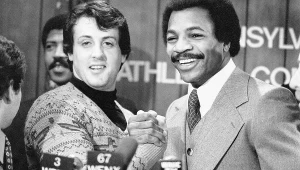 Sylvester Stallone i Carl Weathers w filmie "Rocky"