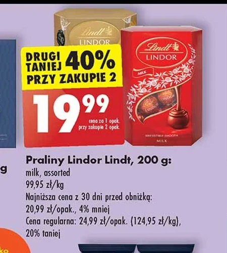 Lindt Lindor Praliny z czekolady mlecznej 200 g
