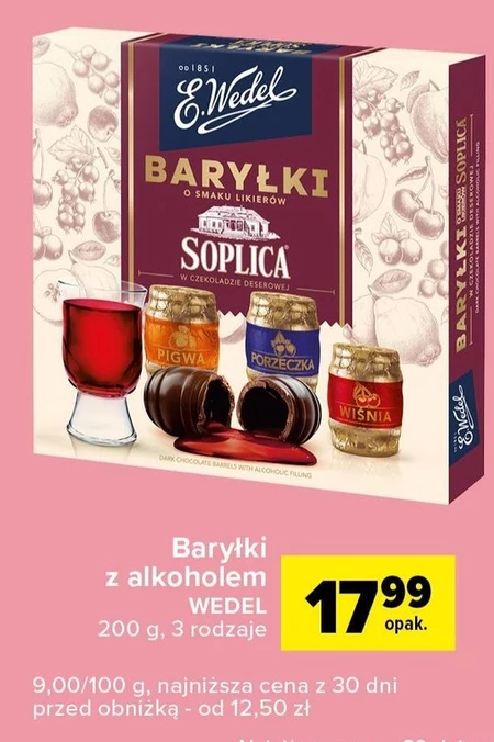 E. Wedel Baryłki o smaku likierów Soplica w czekoladzie deserowej 200 g