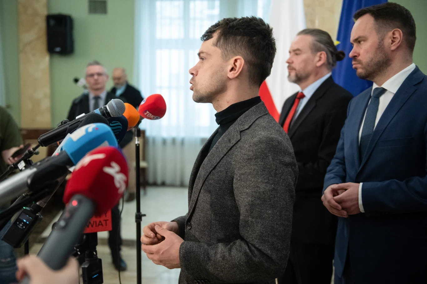 Michał Kołodziejczak podczas konferencji w Lublinie Michał Kołodziejczak podczas konferencji w Lublinie