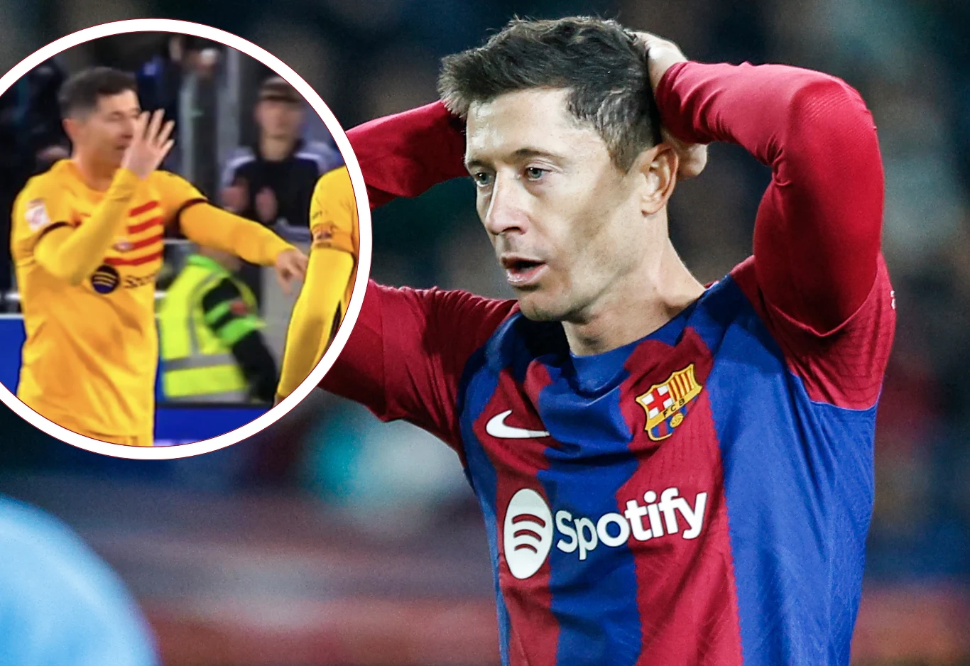 Kapitan piłkarskiej reprezentacji Polski Robert Lewandowski podczas meczu FC Barcelona Kapitan piłkarskiej reprezentacji Polski Robert Lewandowski podczas meczu FC Barcelona