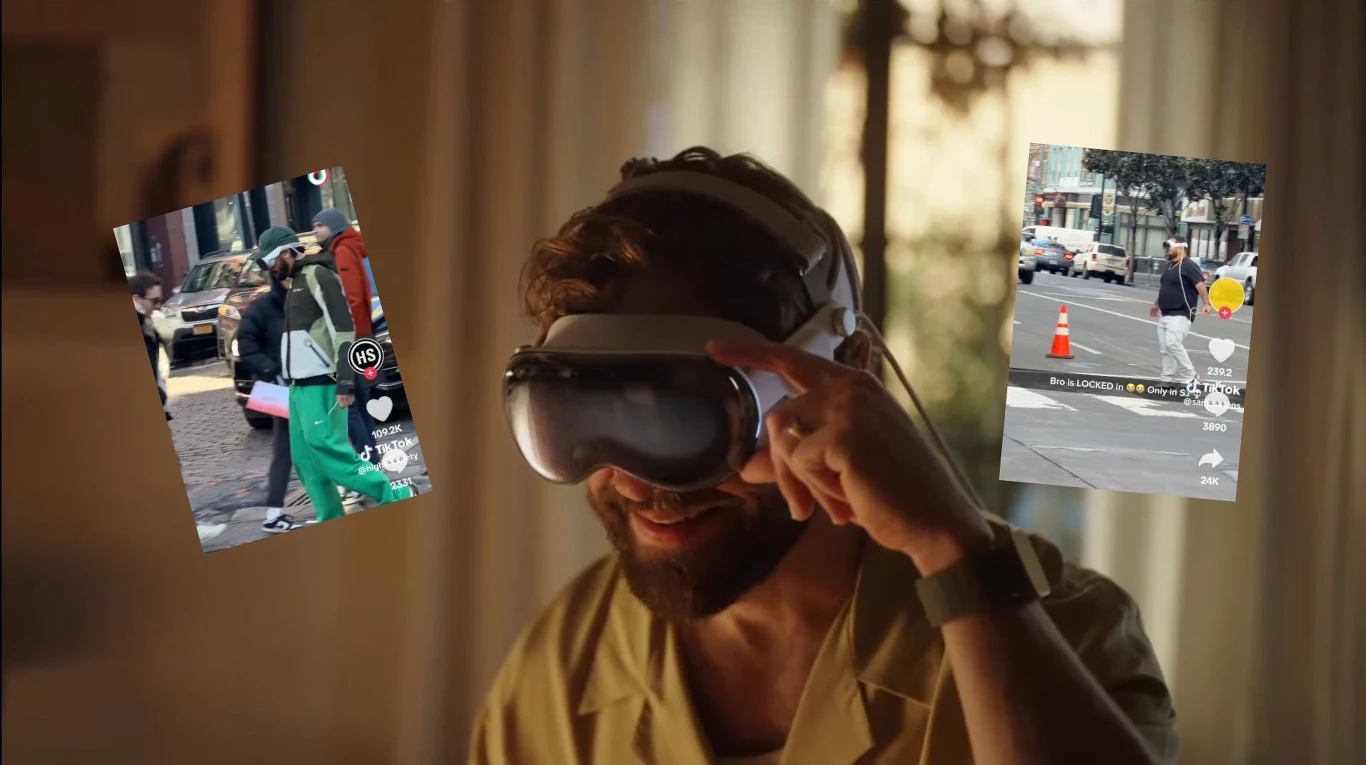 Użytkownicy Apple Vision Pro przechadzają się w goglach po miastach Użytkownicy Apple Vision Pro przechadzają się w goglach po miastach