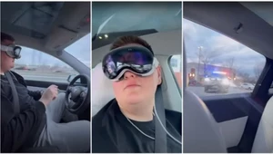 Tesla na Autopilocie złapana przez policję. Kierowca miał gogle Vision Pro