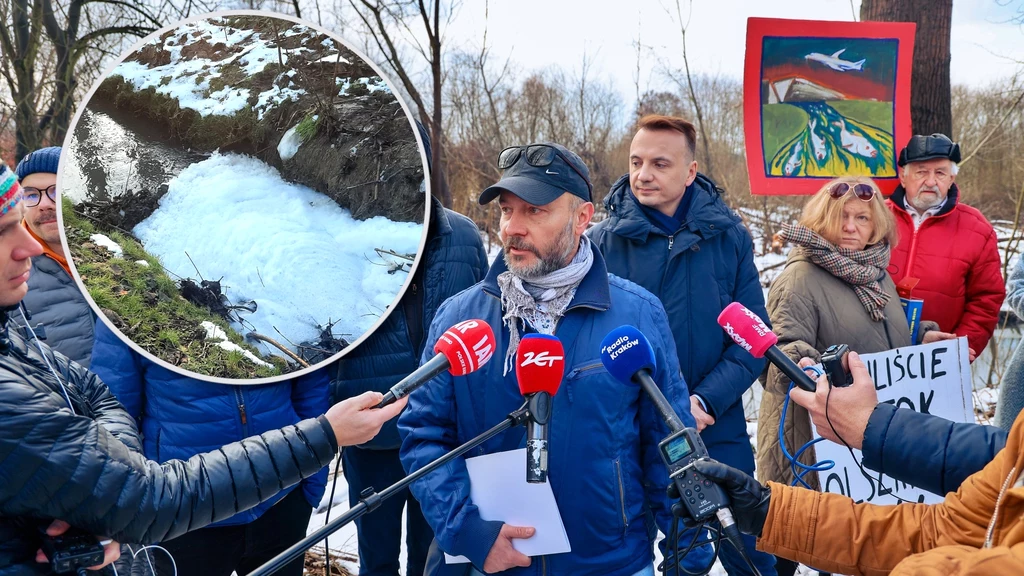 Mieszkańcy Olszanicy w Krakowie chcą się rozprawić z problemem chemikaliów, które spływają Potokiem Olszanickim z lotniska Balice