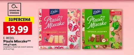 E. Wedel Ptasie mleczko o smaku Strawberry Shake w czekoladzie białej 340 g