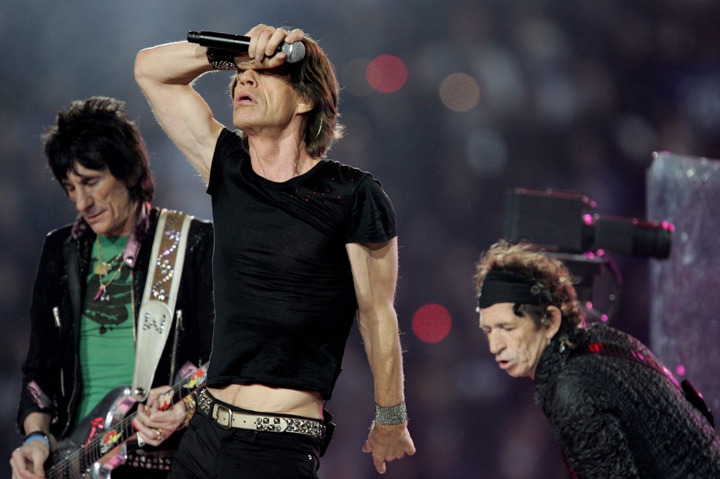 The Rolling Stones na scenie podczas przerwy XL Super Bowl