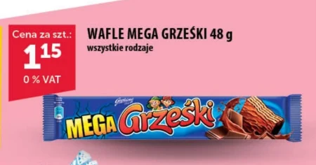 Grześki Mega Wafel przekładany kremem kakaowym w czekoladzie 48 g
