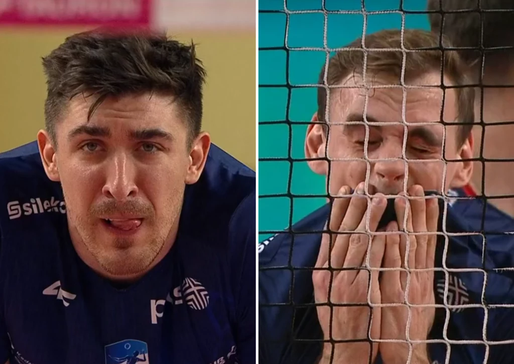 Łukasz Kaczmarek (z lewej) i Andreas Takvam musieli kończyć spotkanie z GKS-em Katowice na przyjęciu Łukasz Kaczmarek (z lewej) i Andreas Takvam musieli kończyć spotkanie z GKS-em Katowice na przyjęciu