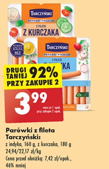 Tarczyński Gryzzale Parówki z piersi kurczaka 160 g (2 x 80 g)