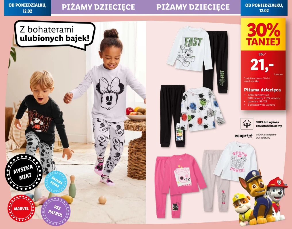 Piżamy dziecięce 30% taniej! 
