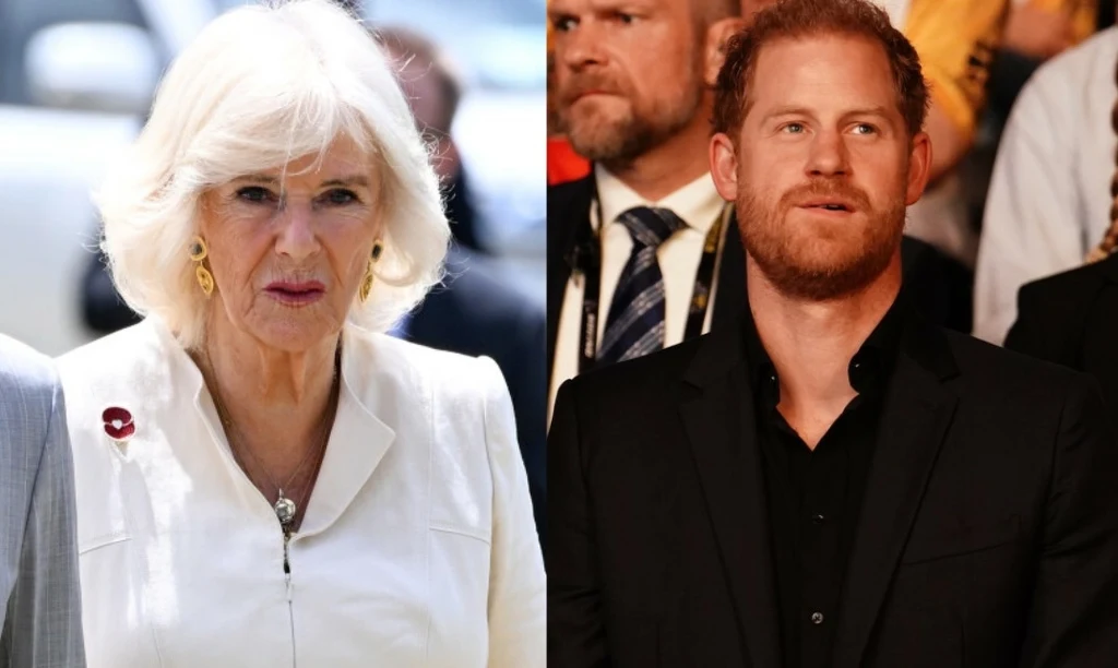 Królowa Camilla i książę Harry. 