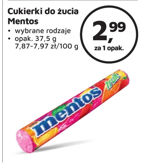 Mentos Tutti Frutti Cukierki do żucia 37,5 g