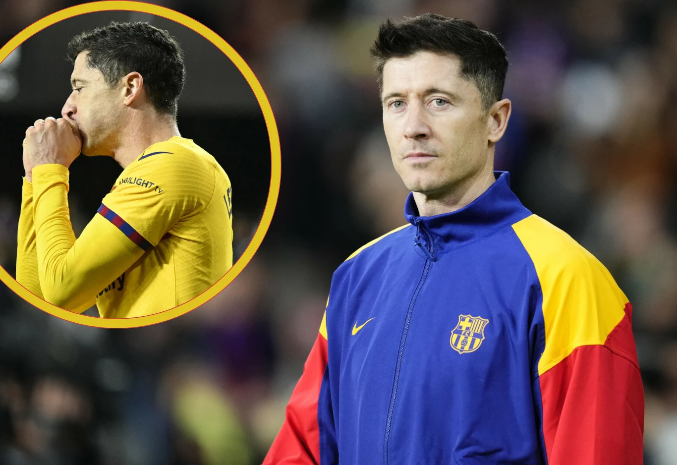 Robert Lewandowski - kapitan piłkarskiej reprezentacji Polski - podczas spotkania FC Barcelona Robert Lewandowski - kapitan piłkarskiej reprezentacji Polski - podczas spotkania FC Barcelona