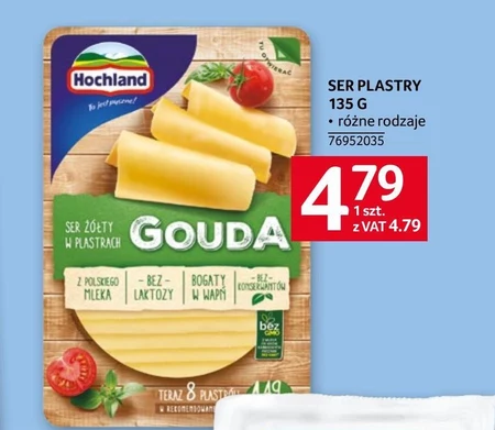 Hochland Ser żółty gouda w plastrach 135 g